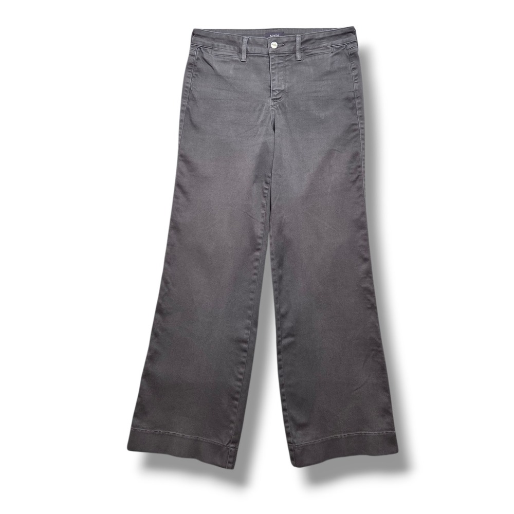 NYDJ Teresa Trouser Jeans Women 8 Gray Mid Rise Wide Leg STAIN Lift Tuck Stretch